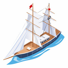 sailing ship isolated on white