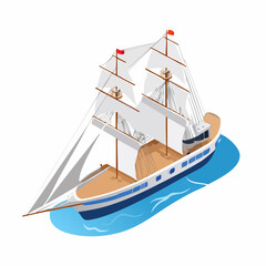 sailing ship isolated on white