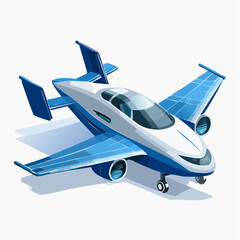 futuristic airplane isolated on white background
