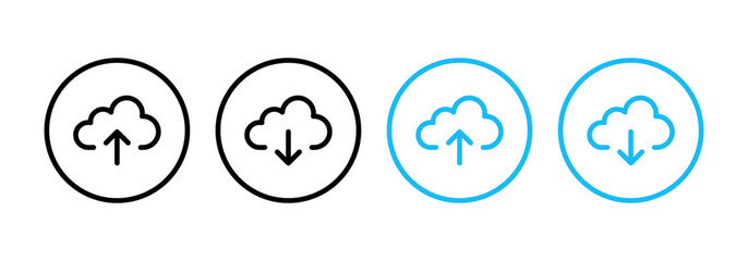 Cloud download and upload icon set