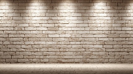 Illuminated brick wall with warm lighting showcasing textured surface