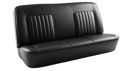 Classic Black Vinyl Bench Seat with Vertical Channel Tufting.