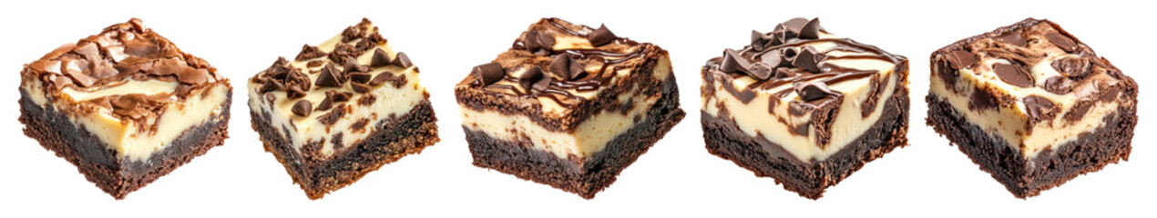 PNG Decadent chocolate cheesecake brownies, transparent background