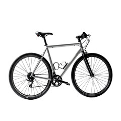 Silver electric city bike, side view
