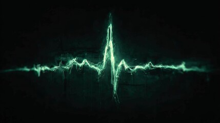 Abstract green electric sound wave on black background