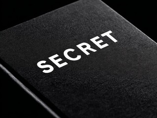 Black notebook with secret text on cover in minimalist design