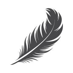 Fototapeta premium Elegant detailed gray feather gracefully arches against a stark white backdrop showcasing simplicity