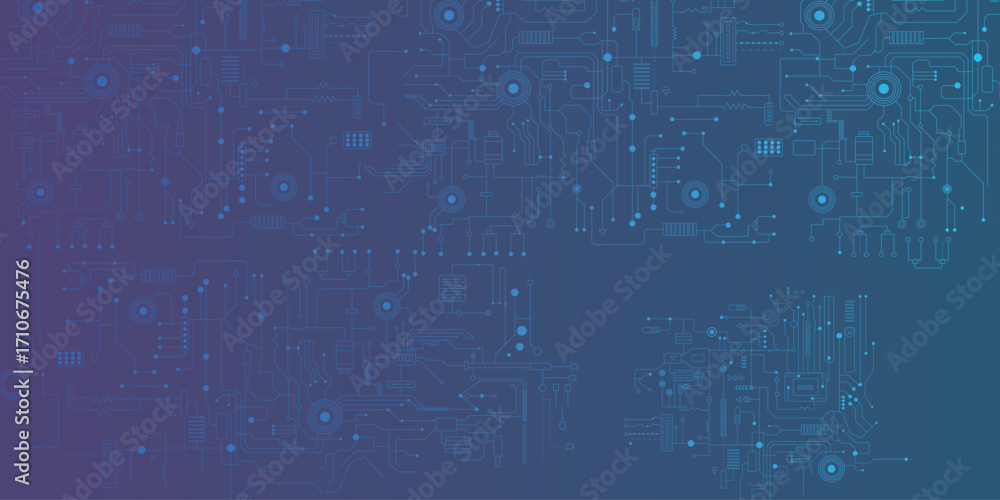 Aufkleber abstract digital background with circuit line elements in technology blue. circuit board vector illu