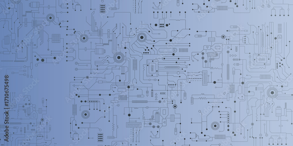 Aufkleber abstract digital background with circuit line elements in technology blue. circuit board vector illu