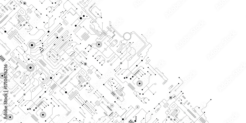 Poster circuit board minimal pattern. science vector illustration. eps10