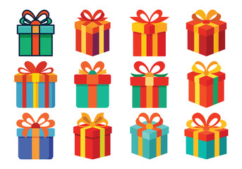 Colorful Gift Boxes Vector Illustration Set for Celebrations and Special Occasions