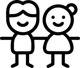 family, group, children, parents, silhouette, simplified, minimalist, icon, monochrome, black and white