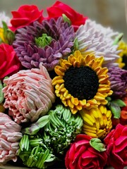 marshmallow flowers in a basket	