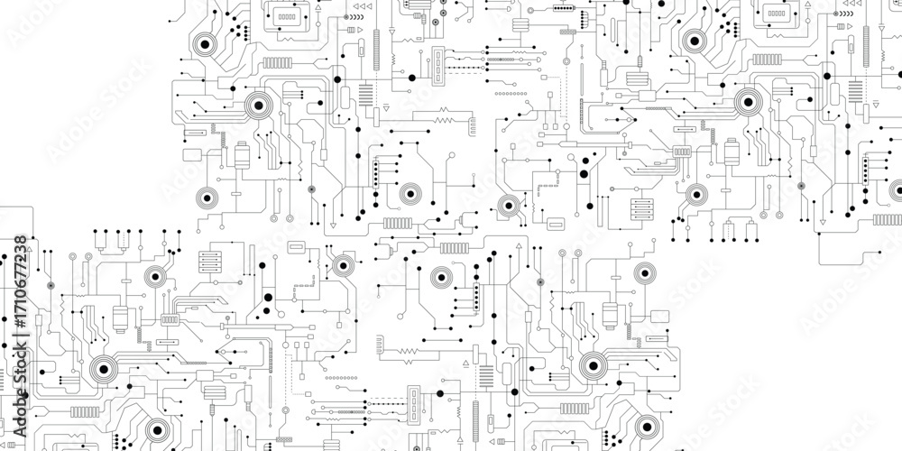 Poster circuit board over white background vector illustration. abstract high-tech technology circuit board