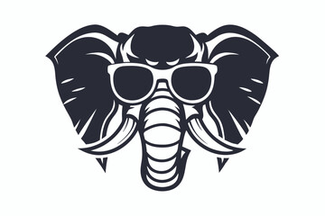 Elephant head with sunglasses displays a playful expression in a modern silhouette