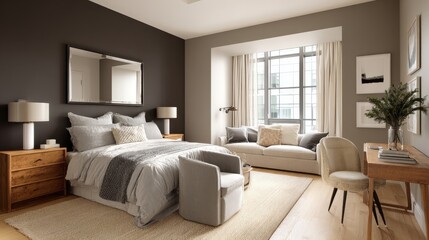 Fototapeta premium Modern bedroom with natural light