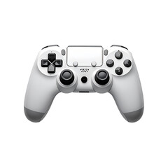 White video game controller, top-down view.  Features analog sticks, directional pad, and multiple buttons.  Clean, minimalist design