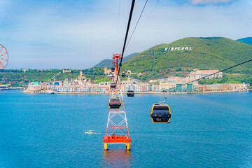 Cable car over the sea.

Funicular to the island of entertainment in Nha Trang, Vietnam. The...