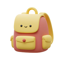 Cute 3D Backpack Character with a Smiling Face. School, Travel, and Outdoor Adventure Icon.

