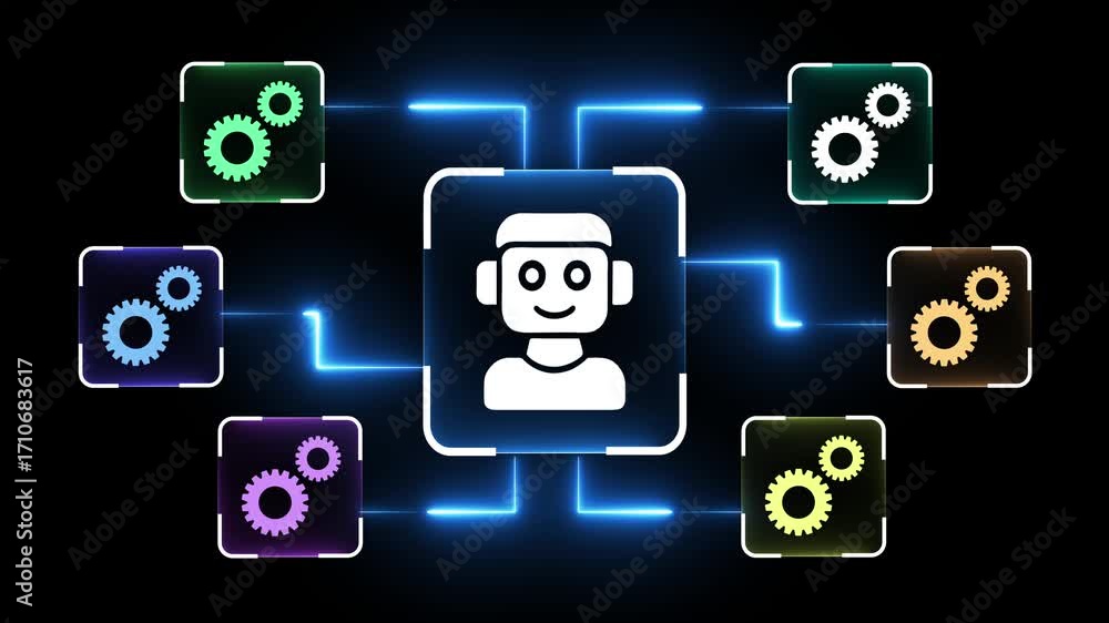 Fototapete ai driven robotic process automation concept on the transparent background. artificial intelligence 