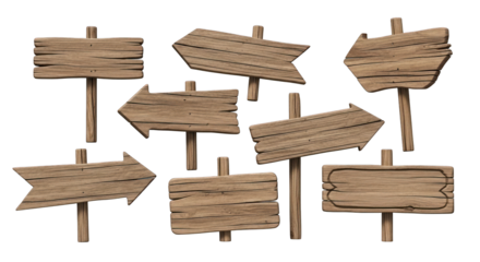 Collection of Rustic Wooden Arrow Signs and Blank Boards.