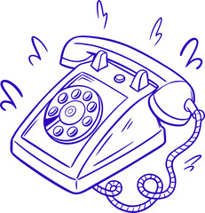 Vintage Rotary Phone: Retro Communication Illustration Isolated on Transparent Background
