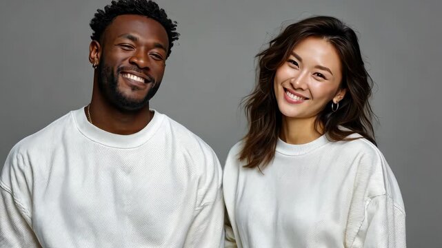 Two friends enjoy a fun photo session, sharing smiles and laughter in a cozy indoor space that radiates warmth and friendship