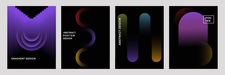  Minimalistic abstract vector poster backgrounds with gradient geometric shapes. Perfect for decor, banners, covers, and postcards.