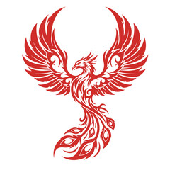 Obraz premium Stylized Red Mythical Firebird Illustration