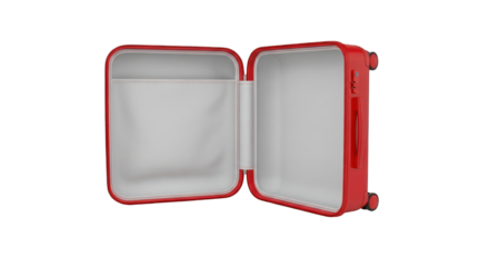 Open Red Suitcase: Empty Interior Ready for Packing.