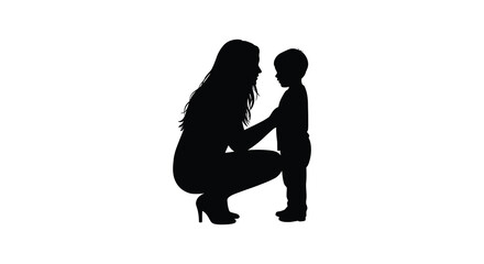A silhouette of a mother and child sharing a tender moment together
