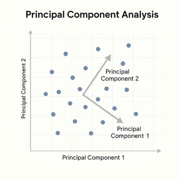 Principal component analysis graph showcasing data distribution and variance explanation in