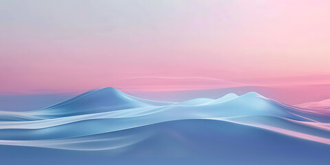 Minimal Abstract Landscape of Blue and Pink Gradient Sand Dunes
