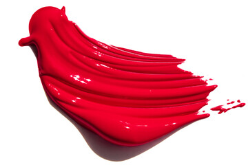 smear of red paint or llipstick on empty background