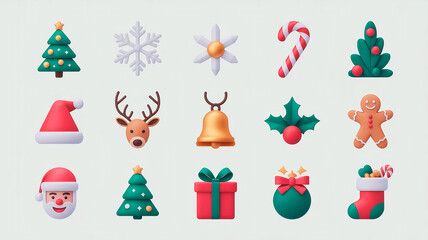 Fototapeta premium 15 Christmas Icons: Festive Vector Set