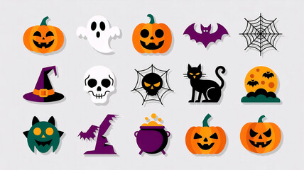 15 Halloween Icons: Spooky Vector Set