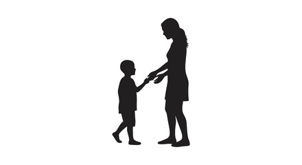 A mother and son holding hands a silhouette of love and connection