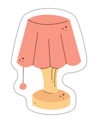 Sticker with a desk lamp. Color hand drawn clipart illustration.