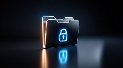 Secure Data Folder with Lock Icon in Dark Background