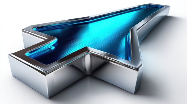 Futuristic Blue and Chrome Arrow 3D Render - Powered by Adobe