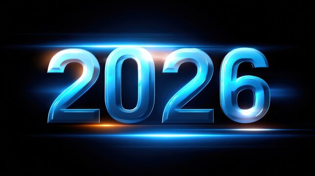 Futuristic Glowing 2026 Text with Motion Blur Effects