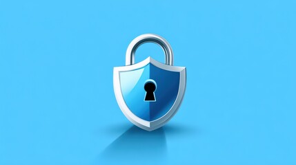 Padlock and Shield Icon Representing Data Security on Blue Background
