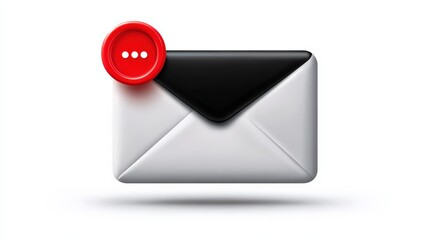 Email Notification Icon with Envelope and Red Badge
