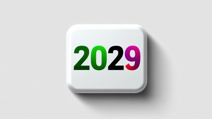 2029 Text on White Button Representing Future Concept