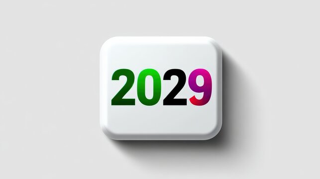 2029 Text on White Button Representing Future Concept