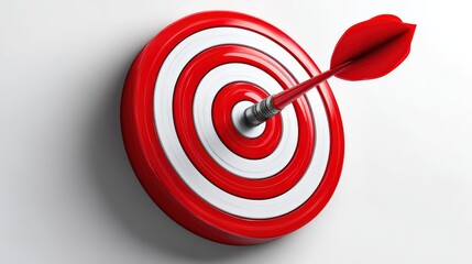 Red Dart in Center of Red and White Target Board