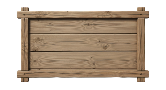 Rustic Wooden Sign with Frame and Three Planks.