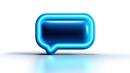 3D Glowing Blue Chat Icon Representing Communication and Messaging