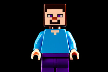 Obraz premium LEGO Minecraft Steve on a black background