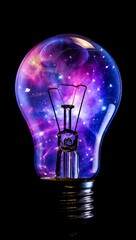 Light bulb filled with the universe concept of innovation and idea